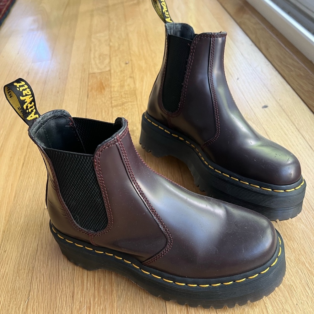 New Dr. Martens Dark reddish Brown platform Chelsea Boots